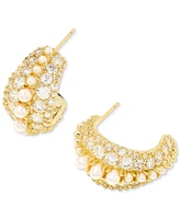Kendra Scott Cultured Freshwater Pearl (2mm) & Crystal Pave Small Half Hoop Earrings
