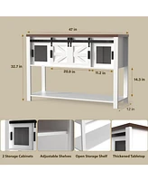 gaomon Farmhouse Industrial Entryway Table With Sliding Barn Doors - Rustic Sideboard Buffet Cabinet For Kitchen, Dining Room, Living Room