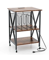 Record Player Stand Vinyl Storage Table Holds Up to 121 Records