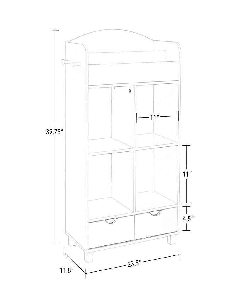 RiverRidge Home Book Nook Collection Kids Cubby Storage Cabinet with Bookrack
