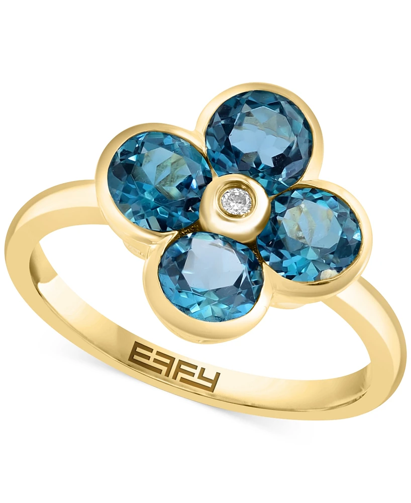 Effy Citrine (2-1/6 ct. t.w.) & Diamond Accent Flower Statement Ring 14k Yellow Gold (Also Blue Topaz)