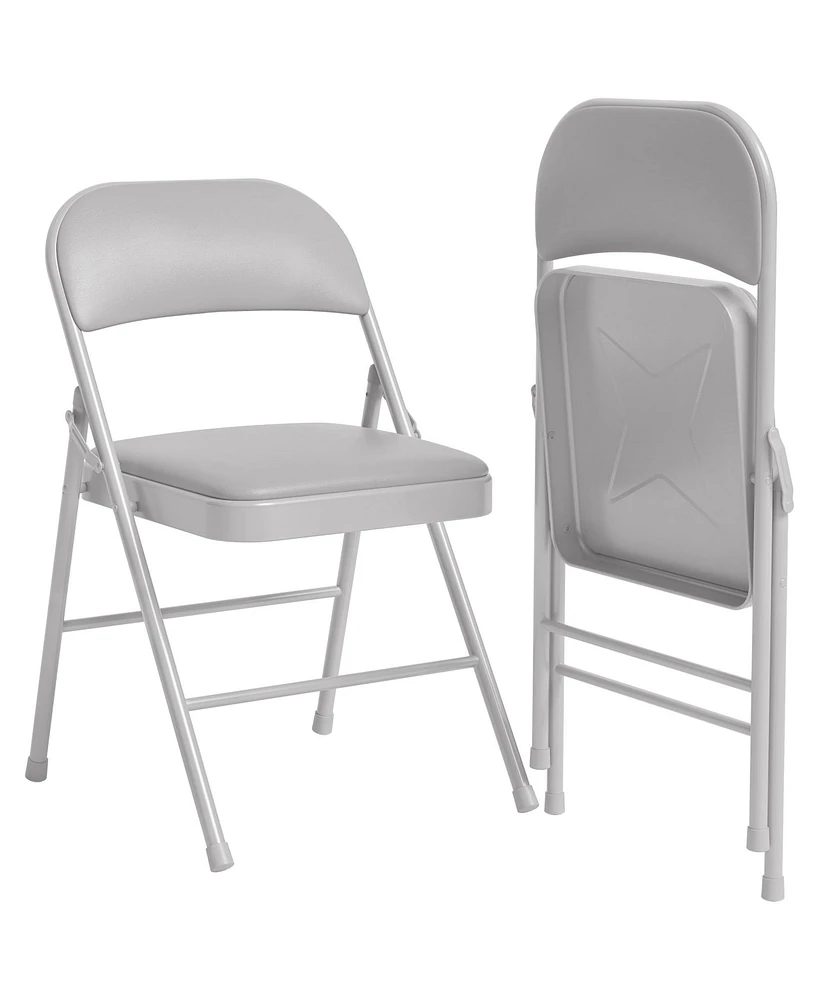 gaomon 2 Pack Grey Folding Chairs with Padded Cushion and Back, Folding Chairs for Outside