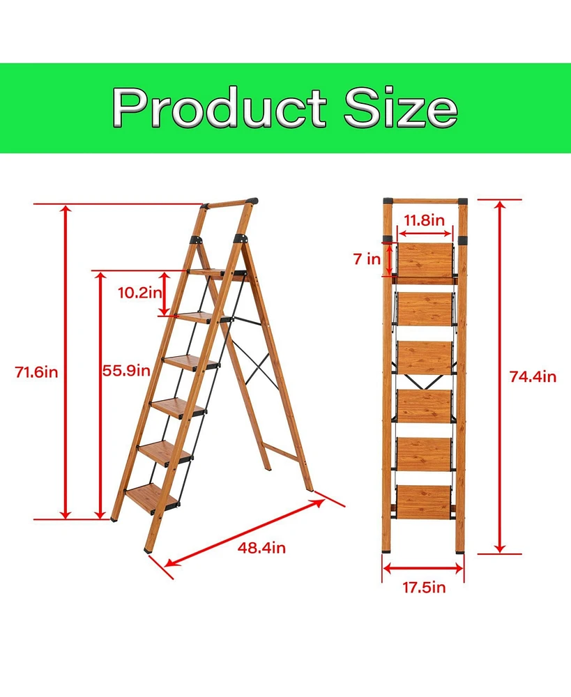 Flynama 5 Step Ladder, 5 Step Stool Folding Step Stool with Handrails, Sturdy Step Stool for Adult, Gorilla Ladders 500LBS Capacity Sturdy& Portable L