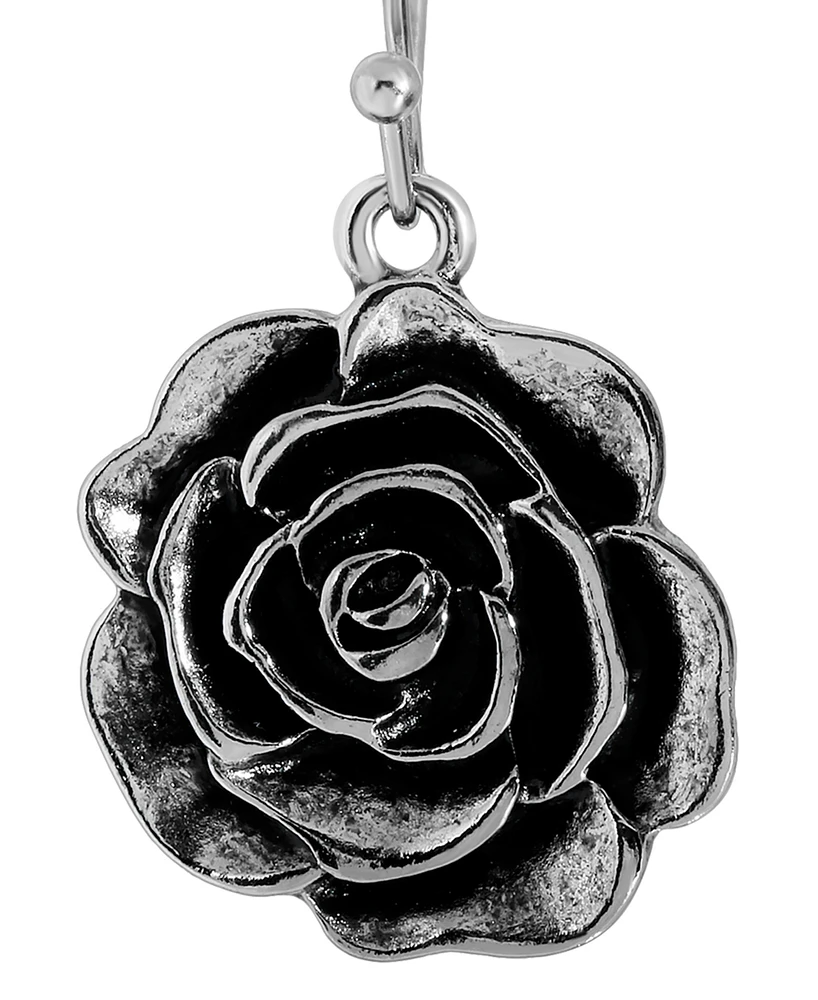2028 Silver-Tone Flower Drop Earrings