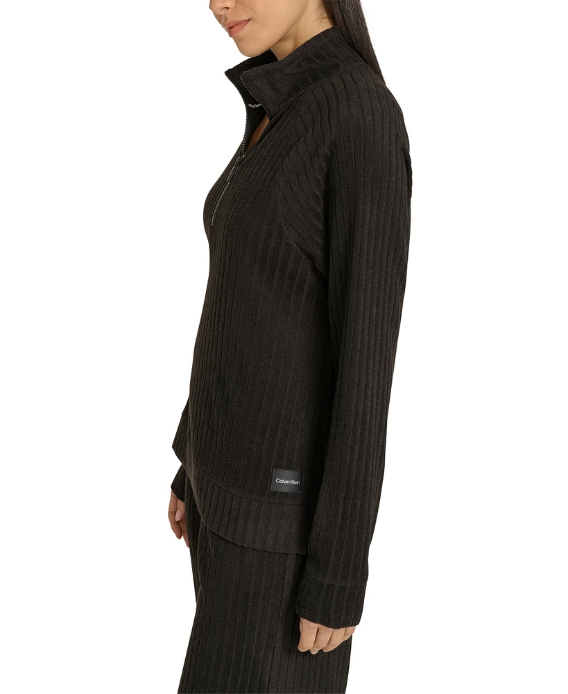 Calvin Klein Women's Brushed Rib Quarter-Zip Pullover Top