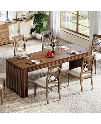 Tribesigns Farmhouse Dining Table for 6-8 People, 78.7-Inch Rectangular Wood Dining Table, Rustic Kitchen Table with Heavy Duty Wood Legs for Dining R