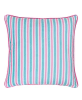 Closeout! Videri Home Holiday Holly Jolly Stripe Decorative Pillow Set, 18" x 18"