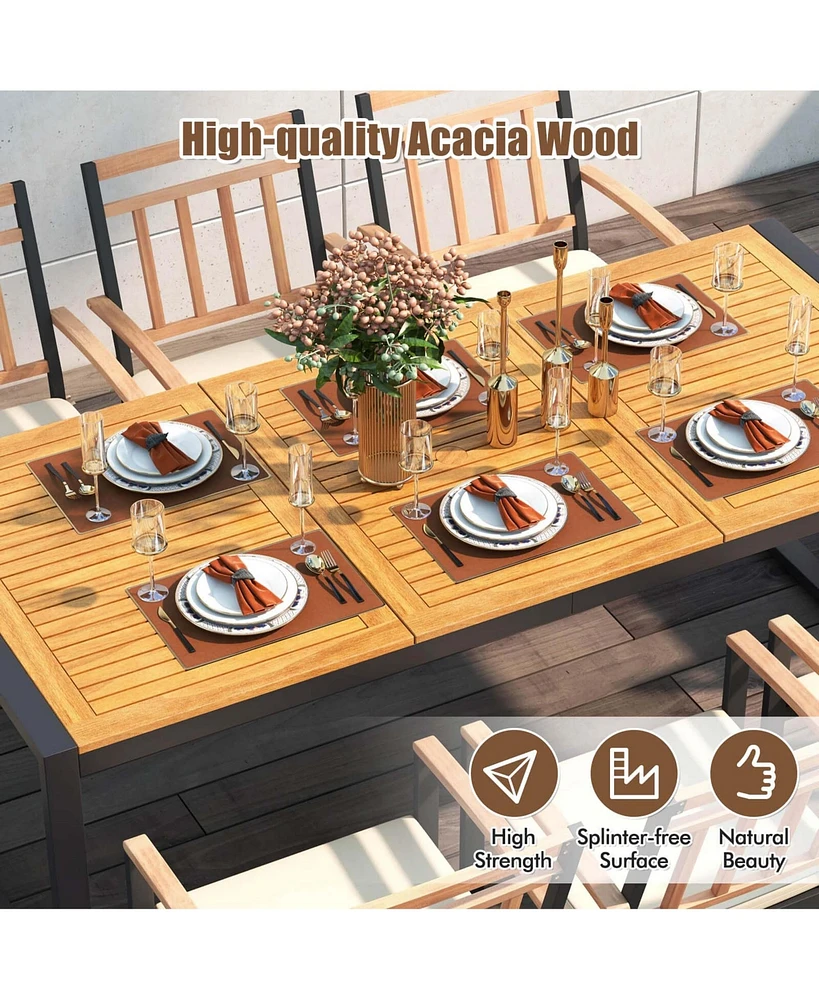 9 Pieces Patio Dining Set with Soft Cushions and 1.9" Umbrella Hole for Garden