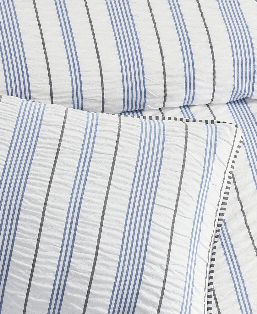 Dkny Seersucker Stripe 3 Piece Duvet Cover Set, King