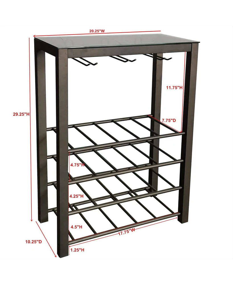 Kings Brand Furniture – Freestanding Floor Wine Rack Storage Table - Hold 20 Bottles with Glasses Holder