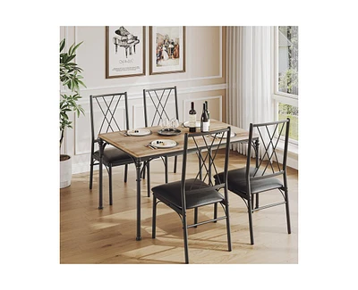 gaomon Dining Table Set for 4, Kitchen Table Set with Upholstered Bench, Dining Room Table Set for 4-6 with Cozy Cushion, 3 Piece Dining Table Set for