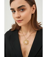 Pave Cubic Zirconia and Freshwater Pearl Snowflake Multi Way Brooch Pendant