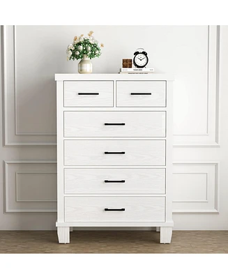 Dresser for Bedroom, 6 Drawer Dresser with Metal Handles, Grey Chest of Drawers Closet Organizers and Storage Clothes