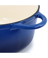 MegaChef 6.35 Quart Round Enameled Cast Iron Dutch Oven with Self Basting Lid