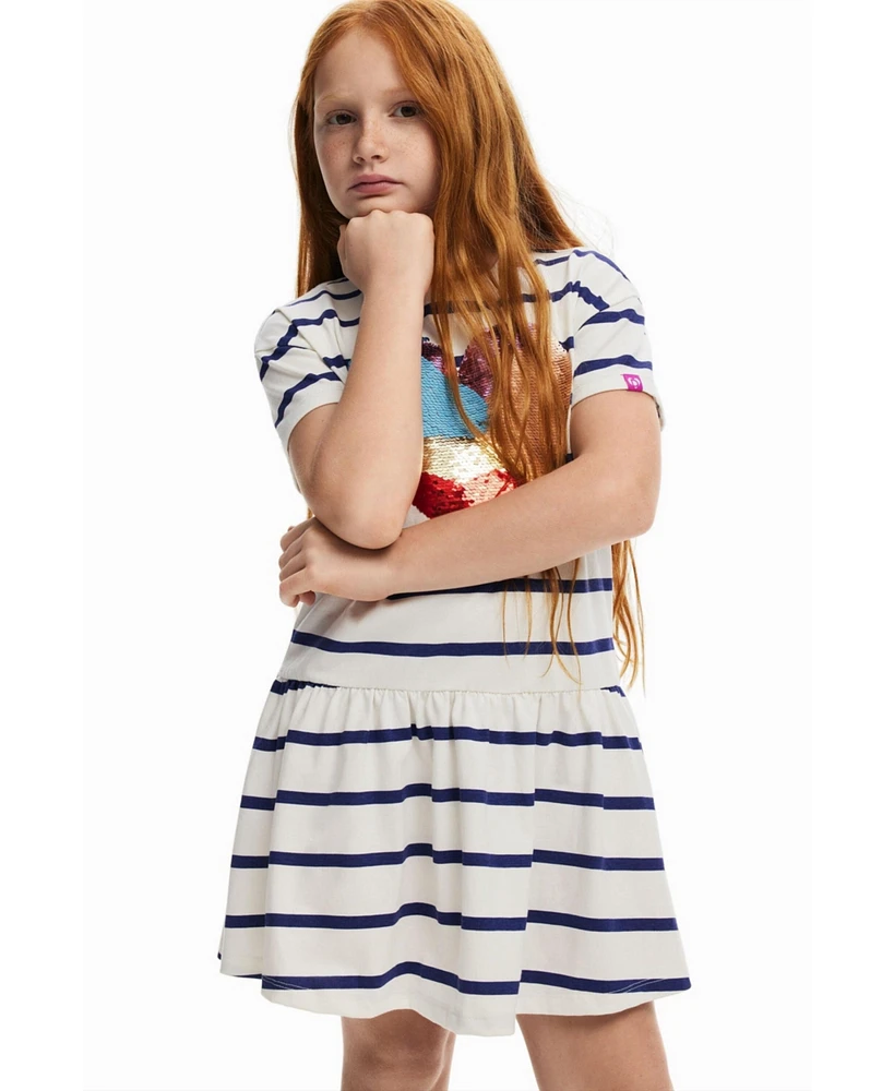 Desigual Girls Girls's Heart stripe dress