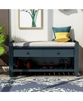 Entryway Shoe Rack Bench with Cushioned Seat and Drawers – Storage Organizer for Hallway or Mudroom