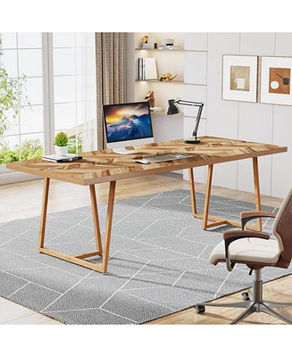 Tribesigns 70.8 Inch Executive Desk, Large Computer Desk Workstation Table, Modern Large Office Desks Small Conference Table Business Furniture for Ho