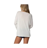 Edikted Womens Oversized Semi Sheer Long Sleeve T Shirt