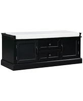 Slickblue Storage Bench with 2 Drawers and Cabinets Shoe Removable Cushion for Living Room Entryway