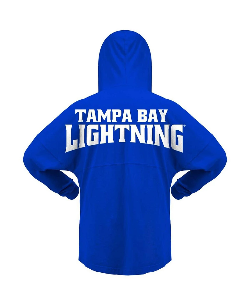 Women's Fanatics Blue Tampa Bay Lightning Jersey Lace-Up V-Neck Long Sleeve Hoodie T-shirt