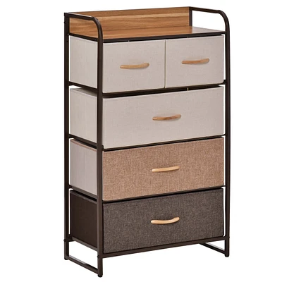 Homcom 5-Drawer Fabric Dresser Tower with Steel Frame for Hallway