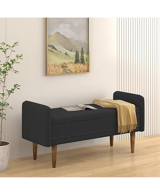 Teddy velvet storage stool,, with storage space, suitable for apartments, living rooms and bedrooms-black(45.98"16.75"21.75")