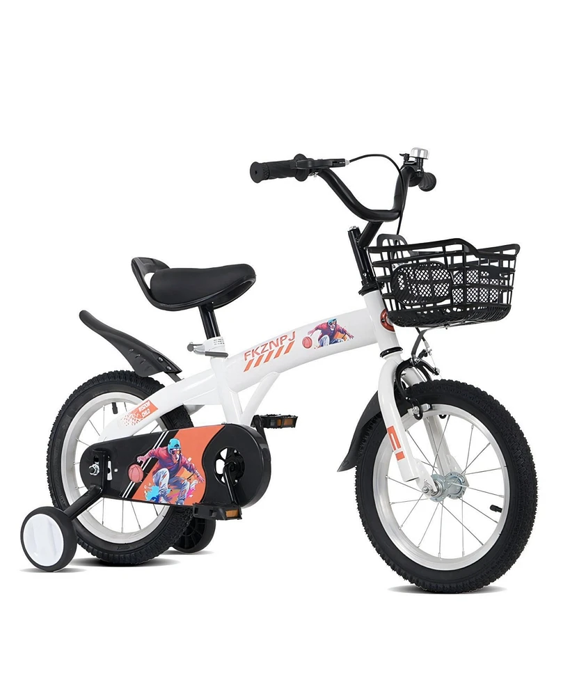 18 inch sporty kids bike with training wheels and stand Adjustable saddle Suitable for aged 5-10 years tall Height 39-49 inches