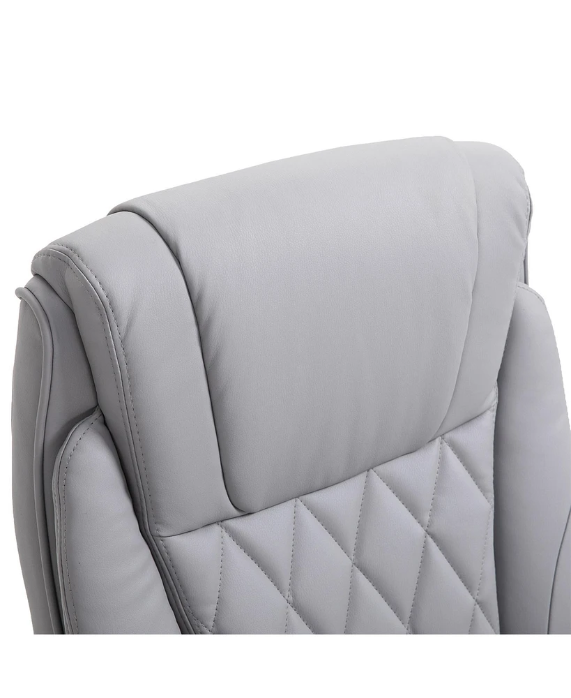 Vinsetto High Back 360 Swivel Ergonomic Home Office Chair with Flip Up Arms, Faux Leather Computer Desk Rocking Chair, Grey