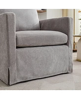 29.92'' Swivel Accent Chair, Upholstered Skirted Swivel Chair with Removable Back Cushion, 360 Degree Comfy Armchair for Living Room, Nursery, Lounge,
