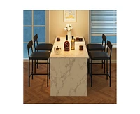 Bar Stools Set of 2, Kitchen with Footrest, 25.5 Inches Upholstered Chairs Back, 2 Counter Height Barstools for Bar