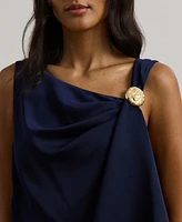 Lauren Ralph Lauren Women's Ruffle-Trim Satin Shift Cocktail Dress