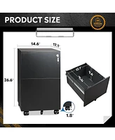 2-Drawer Mobile File Cabinet with Lock, Commercial Vertical Cabinet