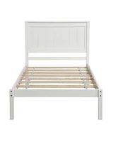 Slickblue Twin Platform Bed Frame with Headboard - Wood Slat Support, No Box Spring Needed