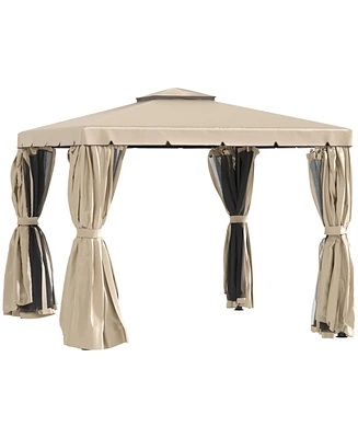 Outsunny 10' x 10' Patio Gazebo Outdoor Canopy Shelter w/ Sidewalls,