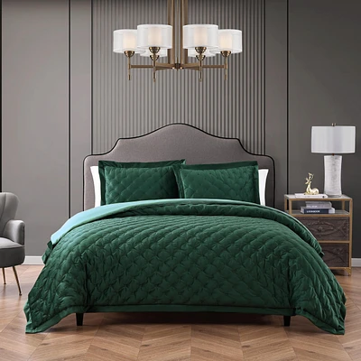 Bebejan 3 Piece Queen Size Velvet Comforter Set