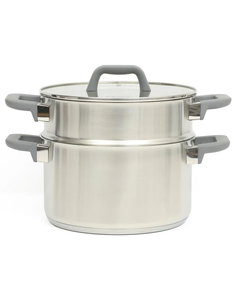 Oster Beauford 9 Piece Stainless Steel Non-Toxic PCookware Set W/ Tri-Ply Encapsulated Bottom & Soft Touch Handles