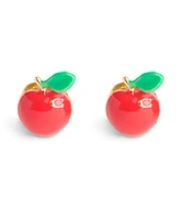 Coach Red Enamel Vintage Charms Signature Apple Huggie Earrings