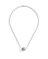 Coach Rhodium Signature Quilted Orb Pendant Necklace