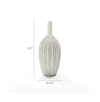 LuxenHome Modern Geometric Pattern Polyresin 19.5-Inch Tall Trumpet Vase