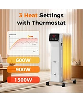 1500W Oil Filled Radiator Heater with Remote Control 3 Modes 24H Timer