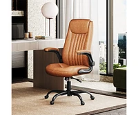 Ergonomic High Back Office Chair, Executive Swivel Desk Chair with Adjustable Flip-Up Armrests, Built-in Lumbar Support & Thickened Headrest, Workstat