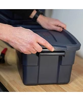Rubbermaid 3 Gallon Stackable Storage Container, Dark Indigo Metallic (6 Pack)
