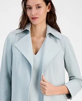 Anne Klein Women's Stretch Wide-Collar Open-Front Long Jacket