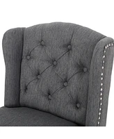 Set of 2 Wingback Counter Stools with Button-Tufted Back & Nailhead Accents-The Pop Home