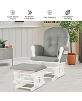 Gouun Wood Glider and Ottoman Set with Padded Armrests and Detachable Cushion
