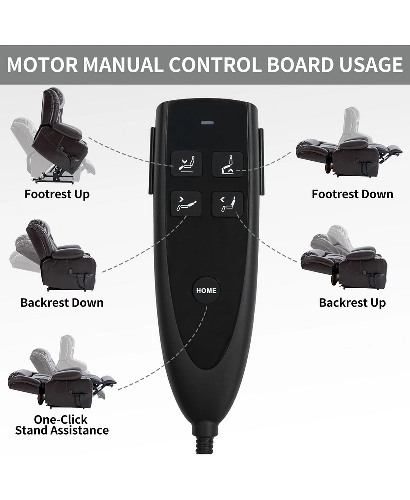 Boyel Living Power Lift Recliner Chair Heavy Duty Motion Mechanism with 8-Point Vibration Massage and Lumbar Heating Stainless steel Cup Holders