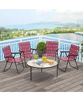 Gouun 4 Pieces Folding Beach Chair Camping Lawn Webbing Chair