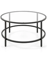 Gouun 36 Inch Round Table with Tempered Glass Tabletop