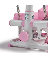 Sunny Health & Fitness Pink Smart Stair Exercise Stepper w Handlebar & Resistance Band, Free SunnyFit App Via Bluetooth