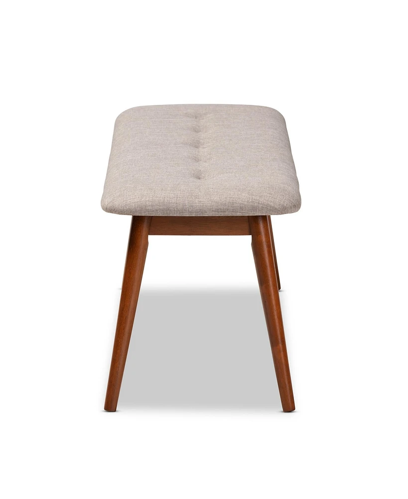 Baxton Studio Flora Ii Mid-Century Modern Light Grey Fabric Upholstered Medium Oak Finished Wood Dining Bench